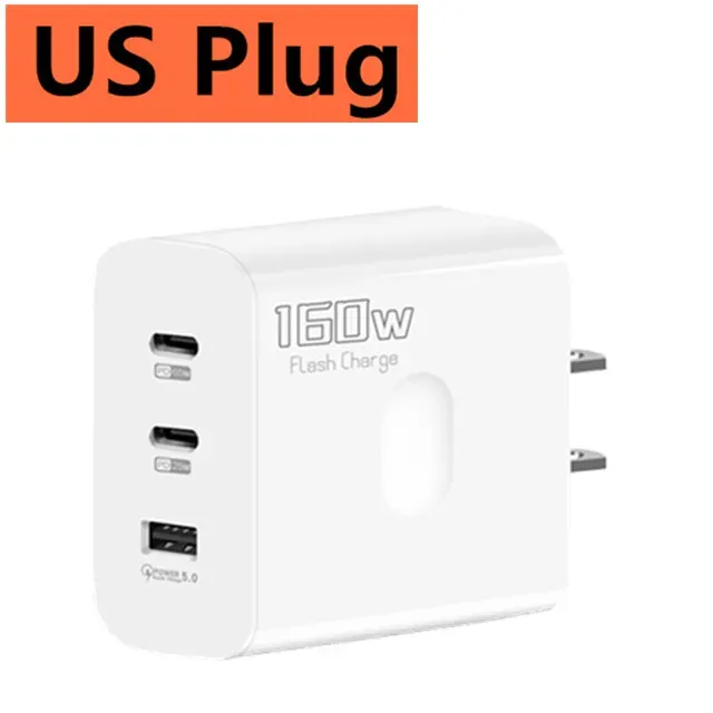 Chargeur USB-C 160 W à charge rapide PD 3.0 pour iPhone, Samsung, Xiaomi, Redmi et OPPO 11