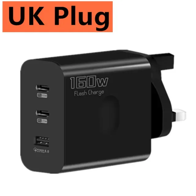 Chargeur USB-C 160 W à charge rapide PD 3.0 pour iPhone, Samsung, Xiaomi, Redmi et OPPO 10