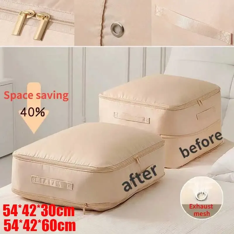 Grand sac de compression pour couette et vêtements, pochette de rangement ultra gain de place auto-compressible 2