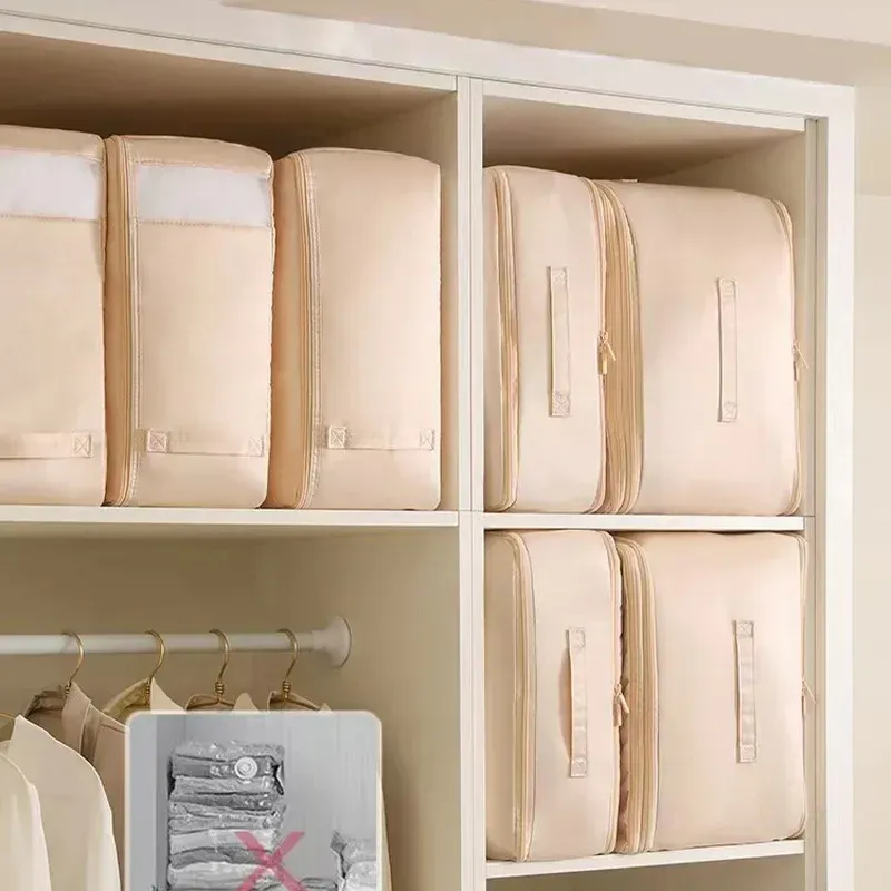 Grand sac de compression pour couette et vêtements, pochette de rangement ultra gain de place auto-compressible - Image 1