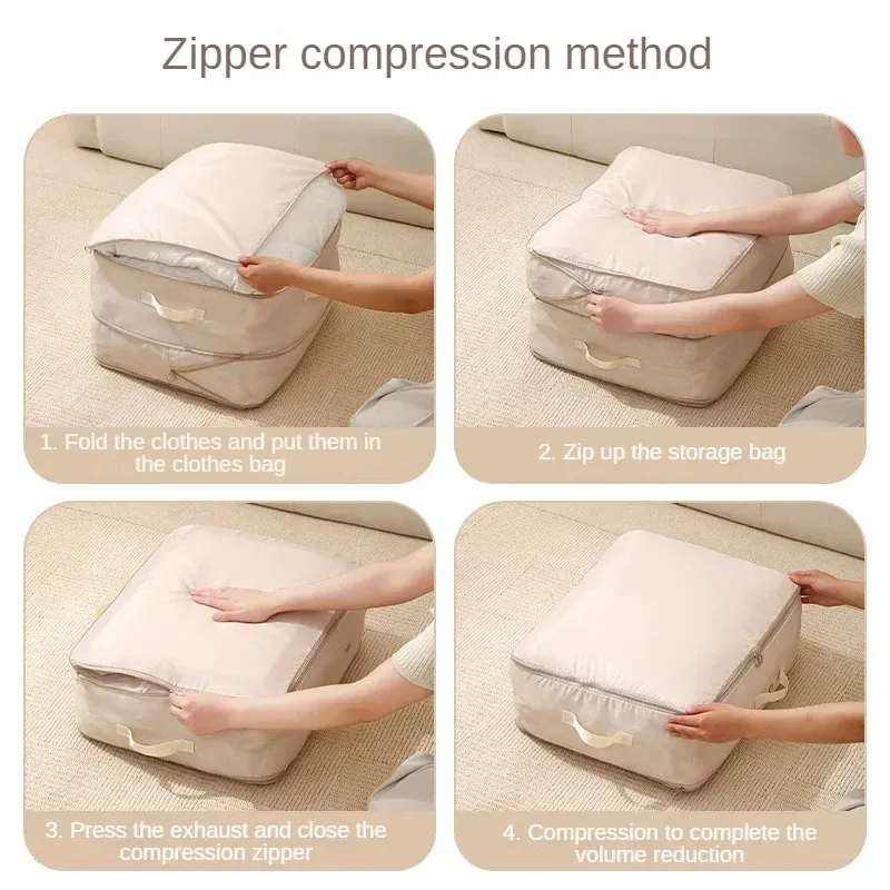 Grand sac de compression pour couette et vêtements, pochette de rangement ultra gain de place auto-compressible 5