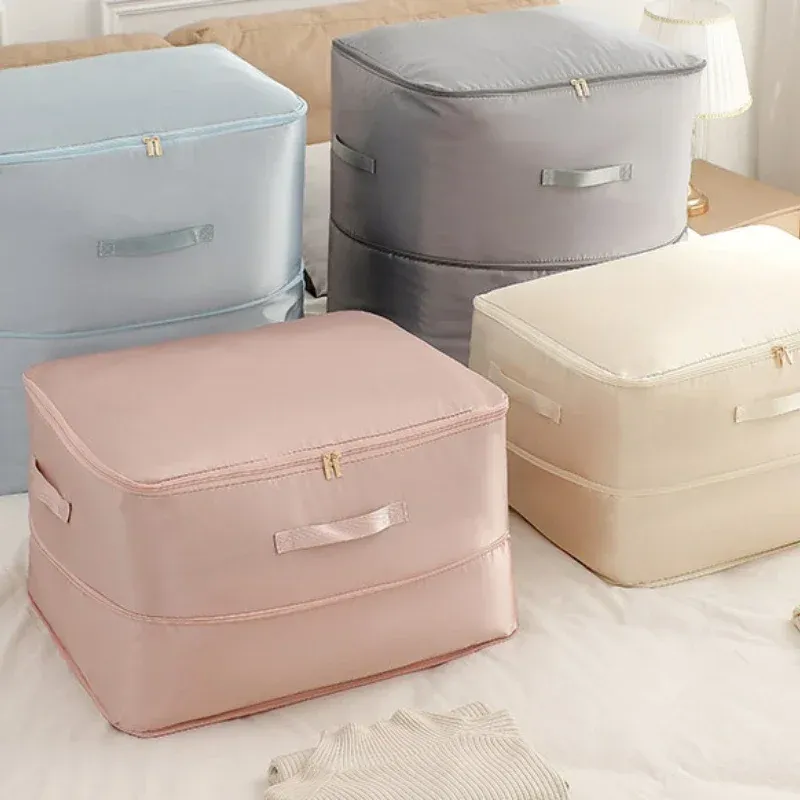 Grand sac de compression pour couette et vêtements, pochette de rangement ultra gain de place auto-compressible 6