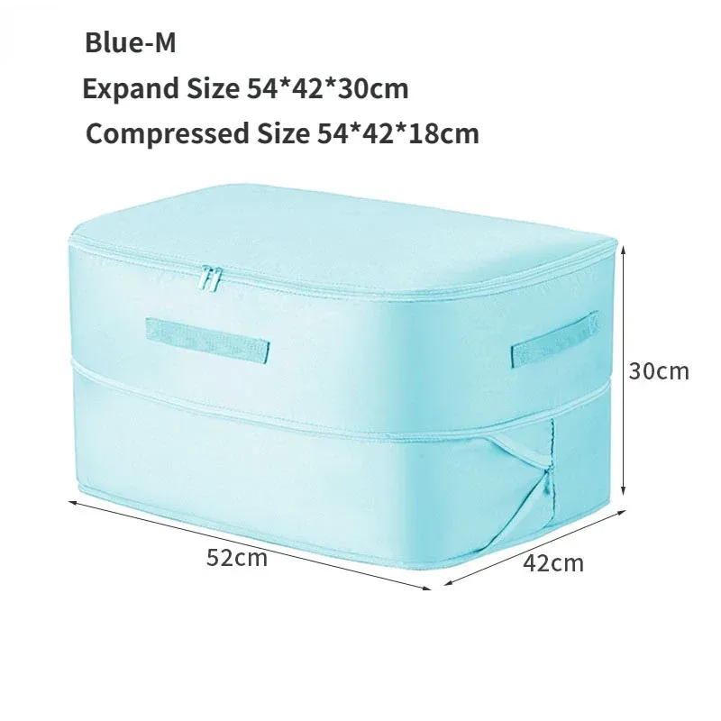 Grand sac de compression pour couette et vêtements, pochette de rangement ultra gain de place auto-compressible 11