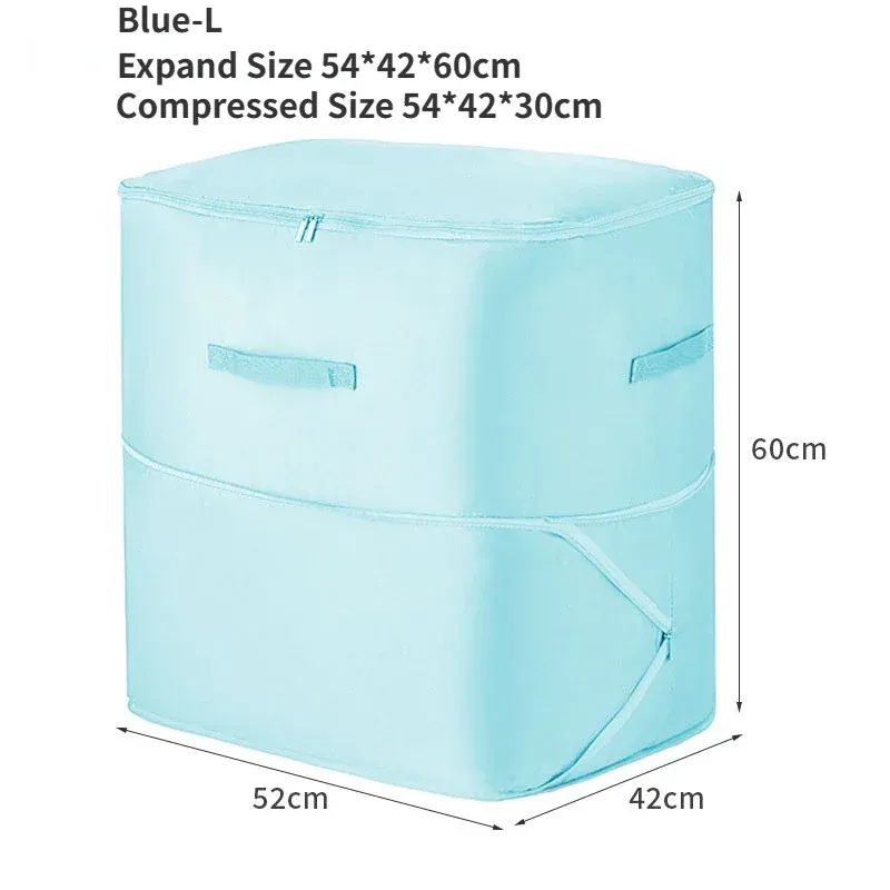 Grand sac de compression pour couette et vêtements, pochette de rangement ultra gain de place auto-compressible 7