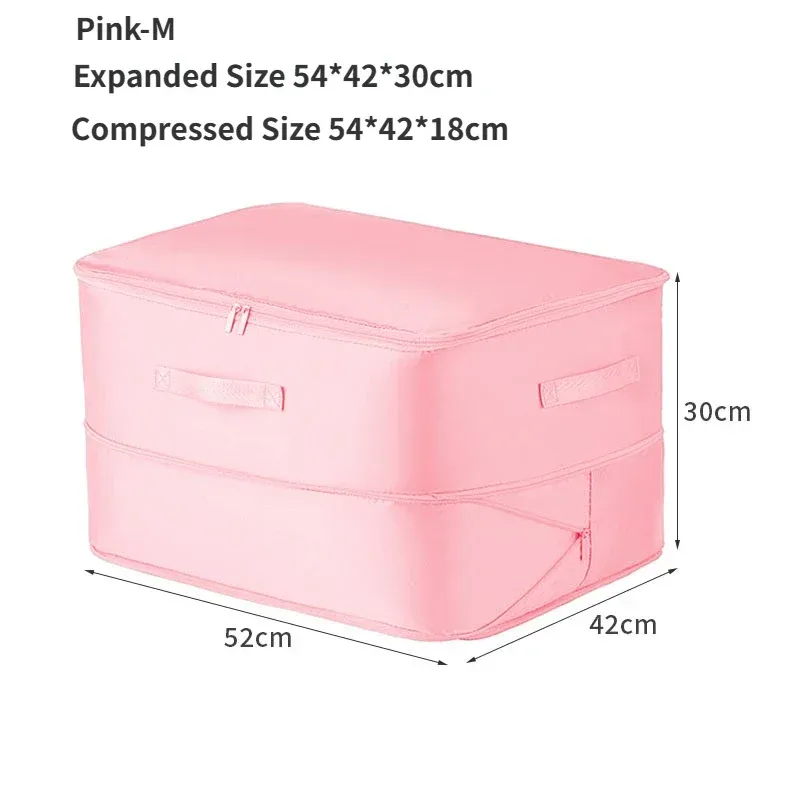 Grand sac de compression pour couette et vêtements, pochette de rangement ultra gain de place auto-compressible 8