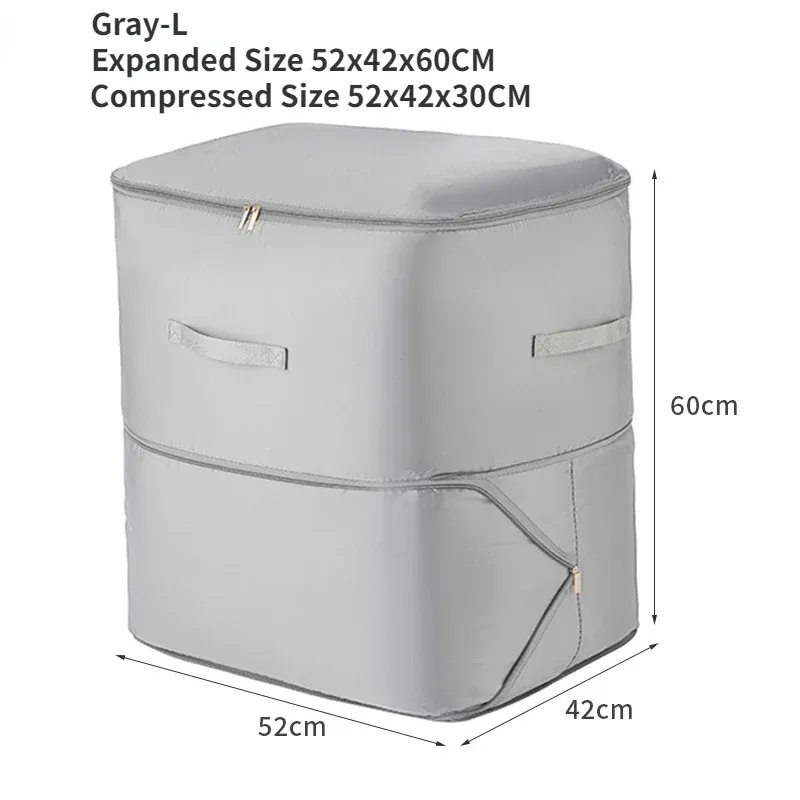 Grand sac de compression pour couette et vêtements, pochette de rangement ultra gain de place auto-compressible 10