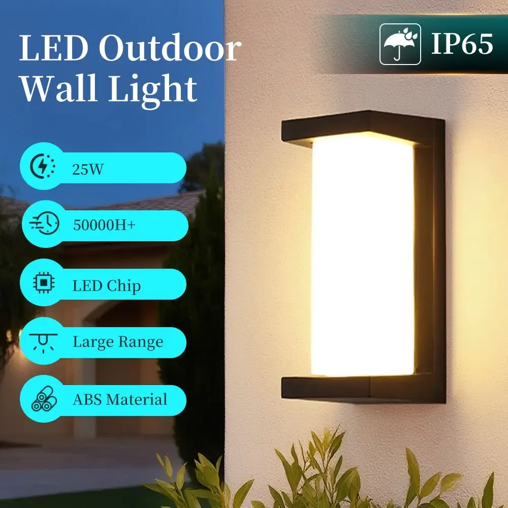 Applique murale LED d'extérieur IP65 étanche, 25 W, économe en énergie, pour porche, jardin, couloir et balcon 2