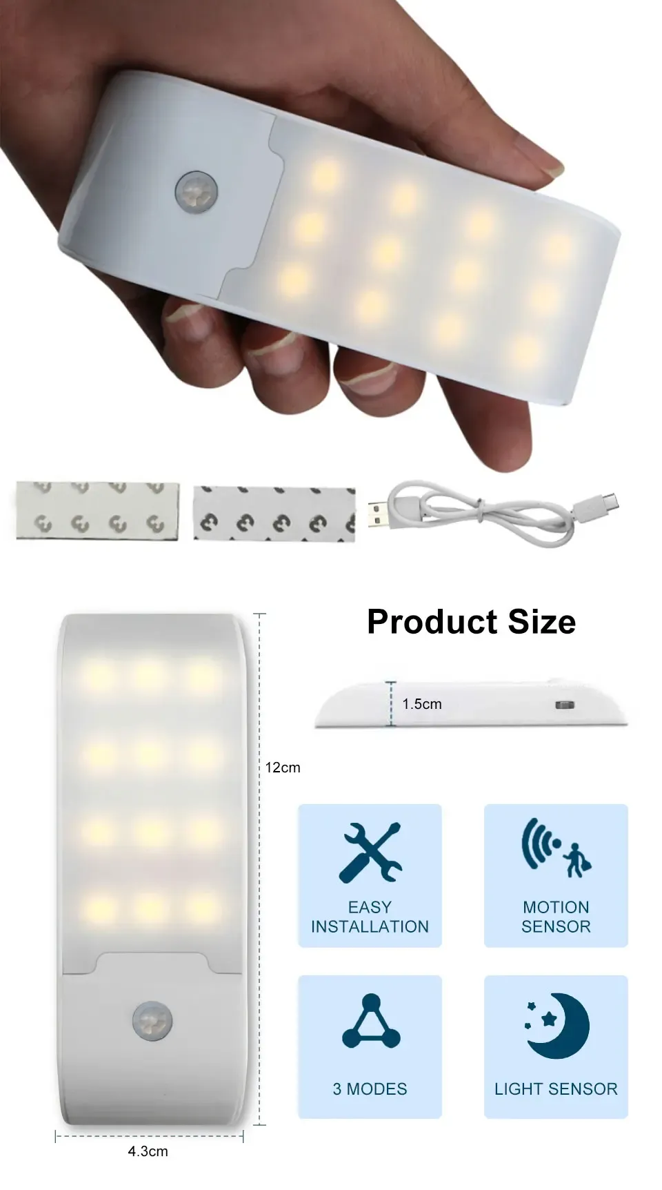 Veilleuse LED discrète sous un meuble de cuisine