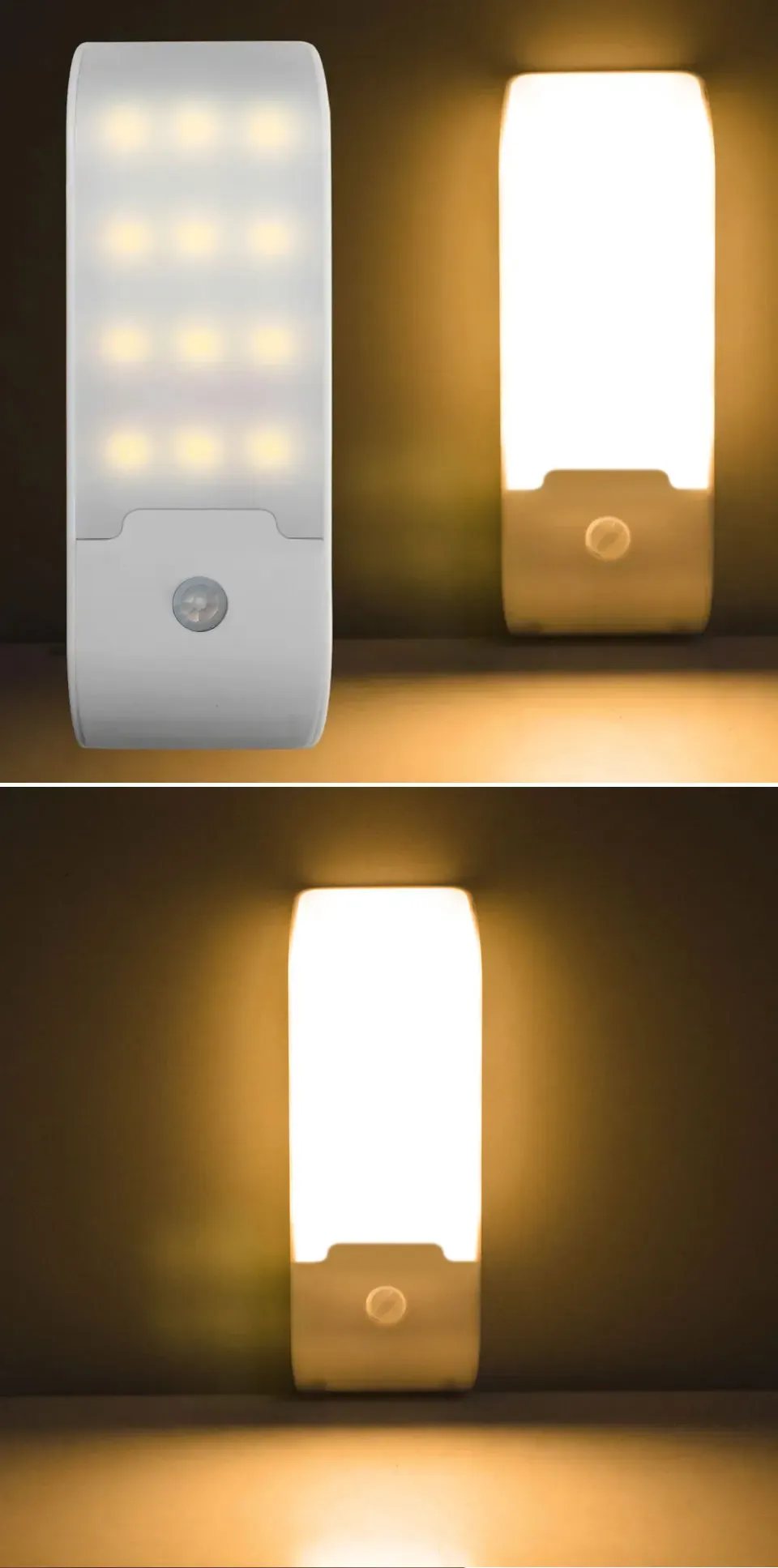 Veilleuse LED à détection de mouvement installée dans un couloir