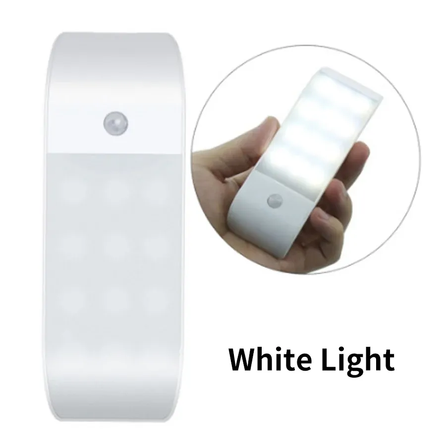 Veilleuse LED rechargeable USB avec capteur de mouvement, 12 LED haute luminosité, pour couloir, salle de bain, placard, cuisine et sous-meuble 7