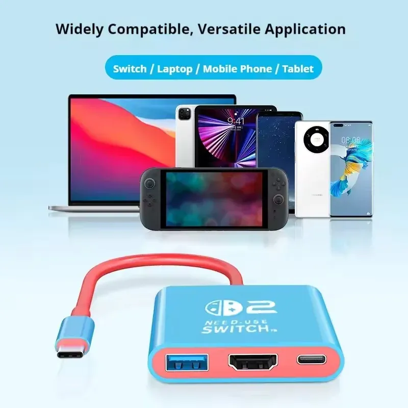 Station d'accueil USB-C pour Nintendo Switch avec sortie HDMI 4K 60 Hz, USB-C 3.0 et charge PD 100 W, compatible Switch 2, Switch et Switch OLED 2
