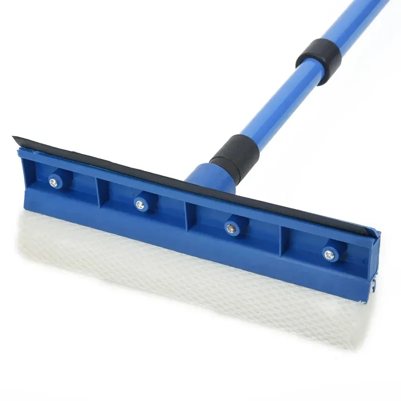 Nettoyeur de vitres télescopique 2 en 1 à long manche, raclette et brosse éponge 4