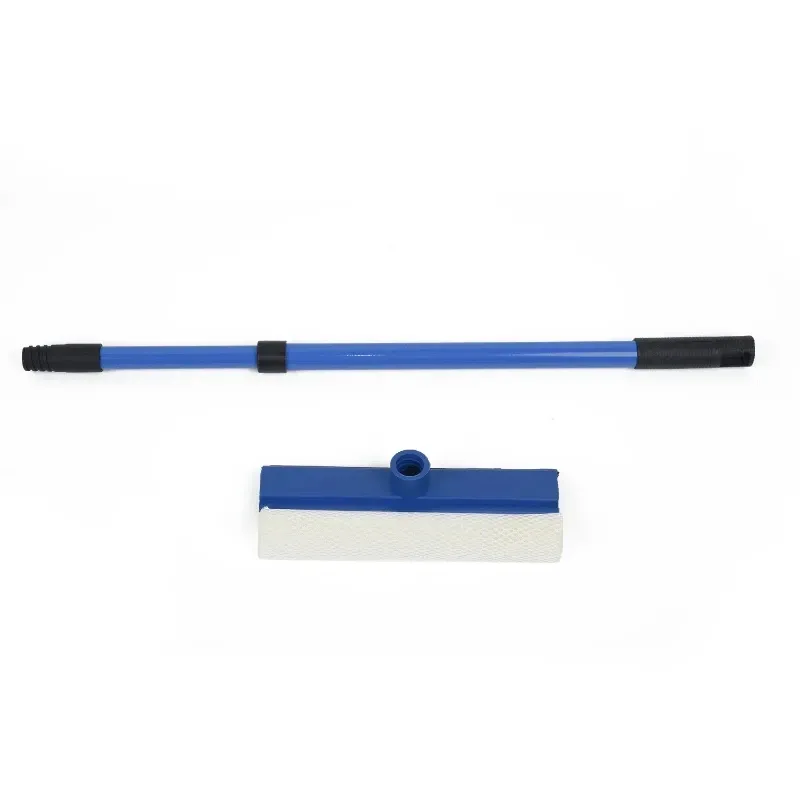 Nettoyeur de vitres télescopique 2 en 1 à long manche, raclette et brosse éponge 5