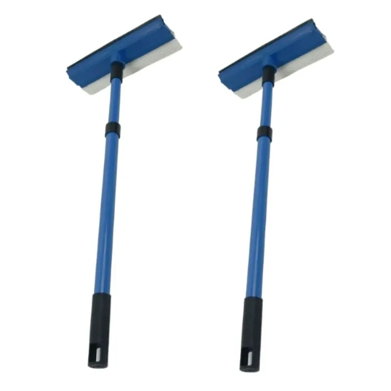 Nettoyeur de vitres télescopique 2 en 1 à long manche, raclette et brosse éponge 8