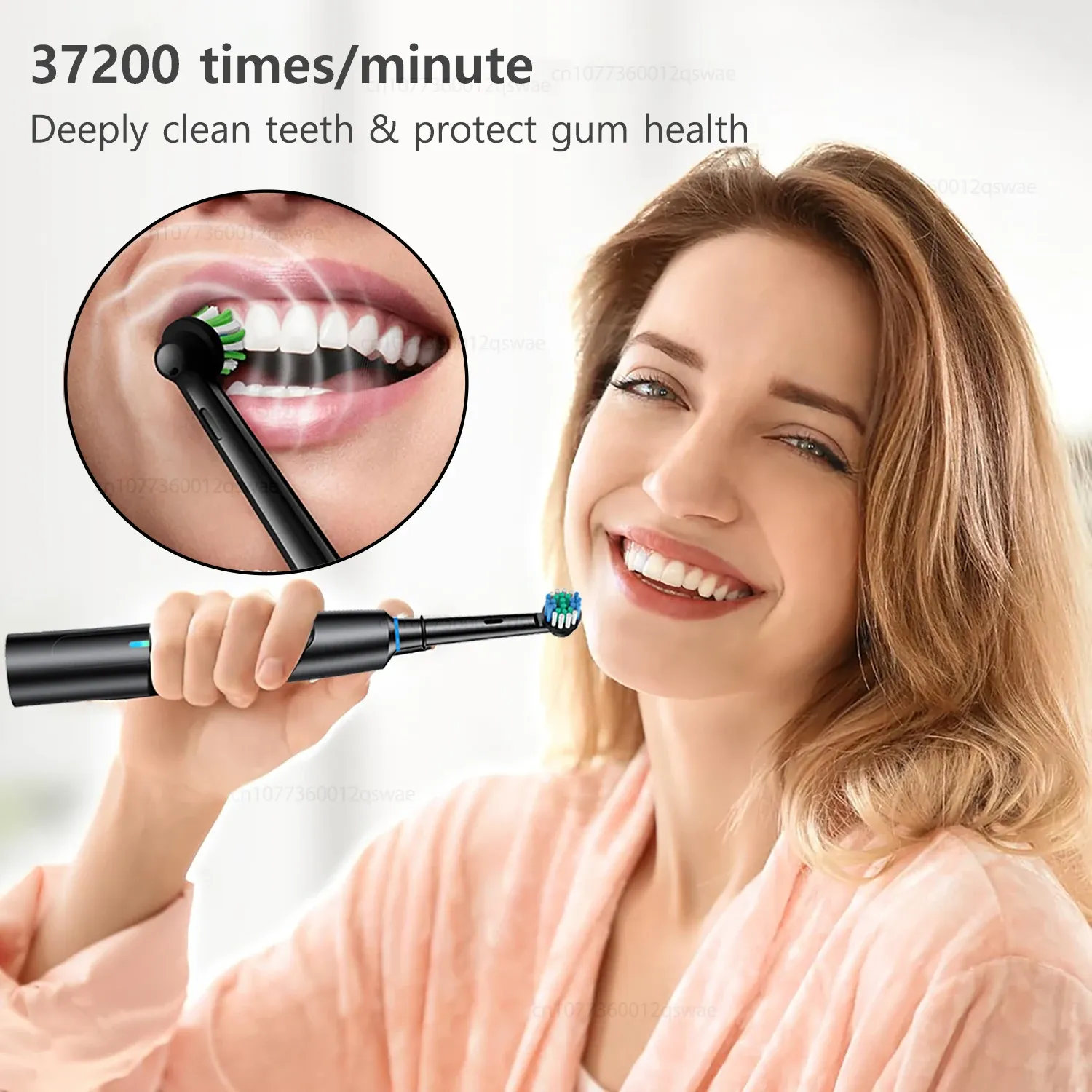 Brosse à dents électrique intelligente, 5 modes de nettoyage, brosse à dents électrique rotative étanche avec 8 têtes de brosse 3