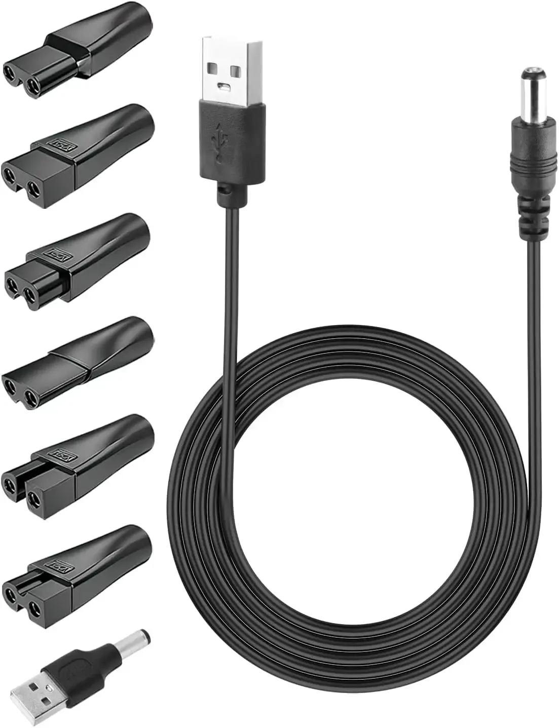 Cordon d'alimentation USB 5 V de remplacement pour tondeuses à cheveux, tondeuses à barbe et rasoirs (lot de 8)