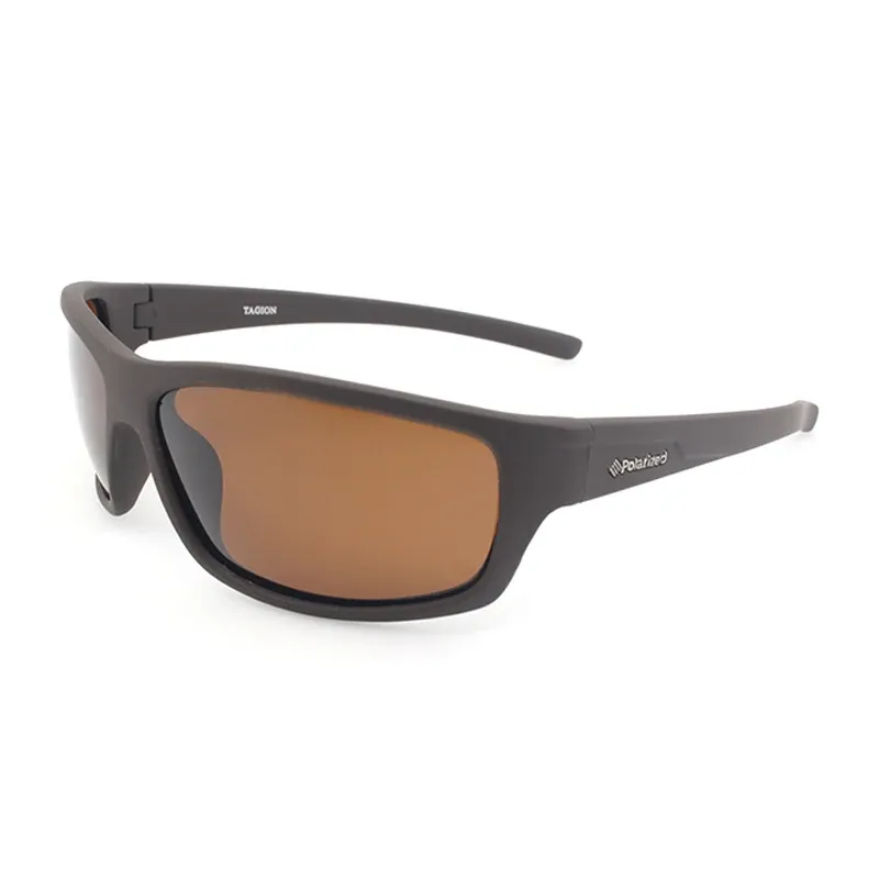 Lunettes de soleil polarisées pour homme, monture rectangulaire marron, verres de sport, protection UV400 - Image 1