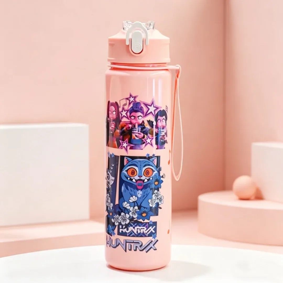 Bouteille d'eau imprimée en 3D pour fille, élégante et durable, portable avec cordon, grande capacité, anti-fuite 3