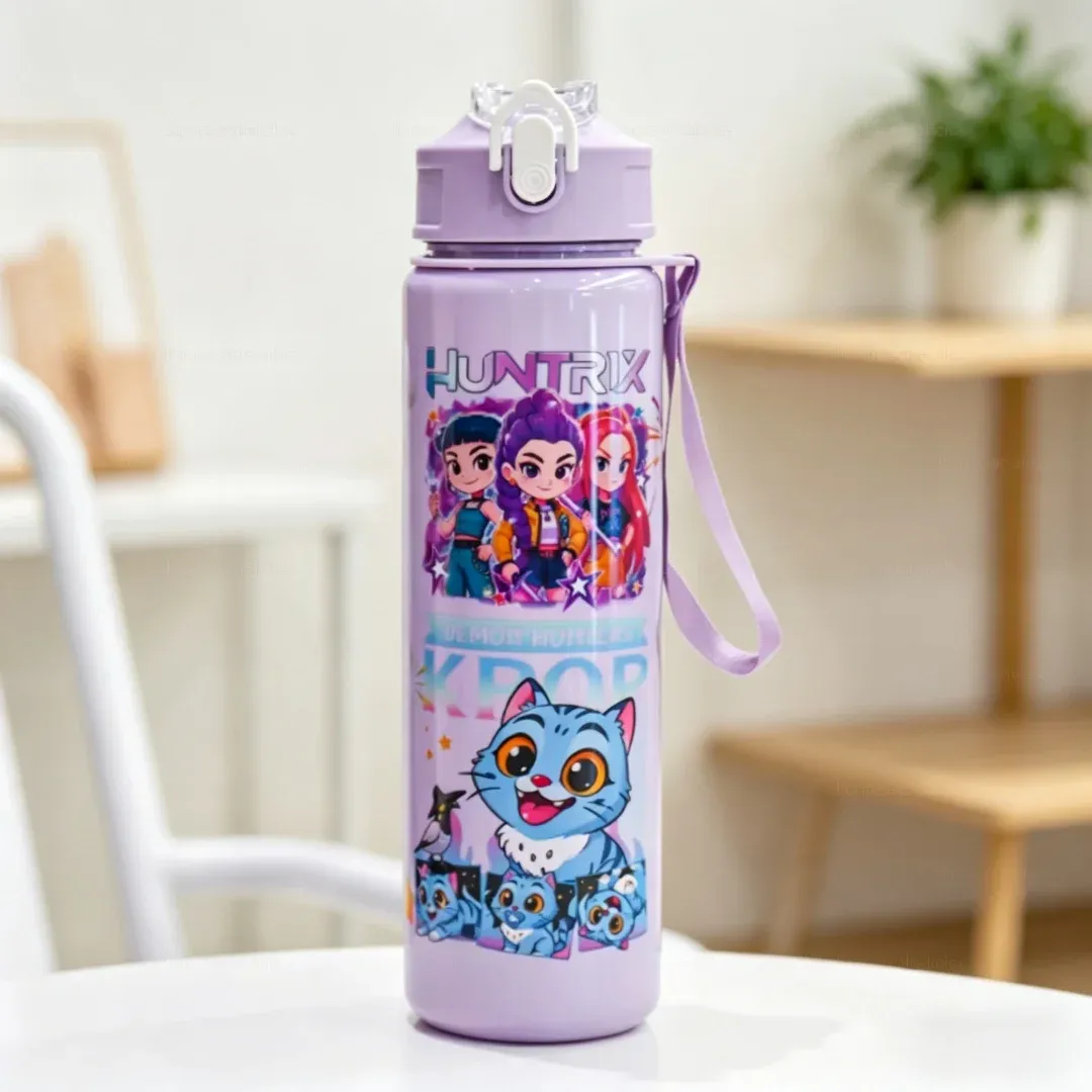 Bouteille d'eau imprimée en 3D pour fille, élégante et durable, portable avec cordon, grande capacité, anti-fuite 6