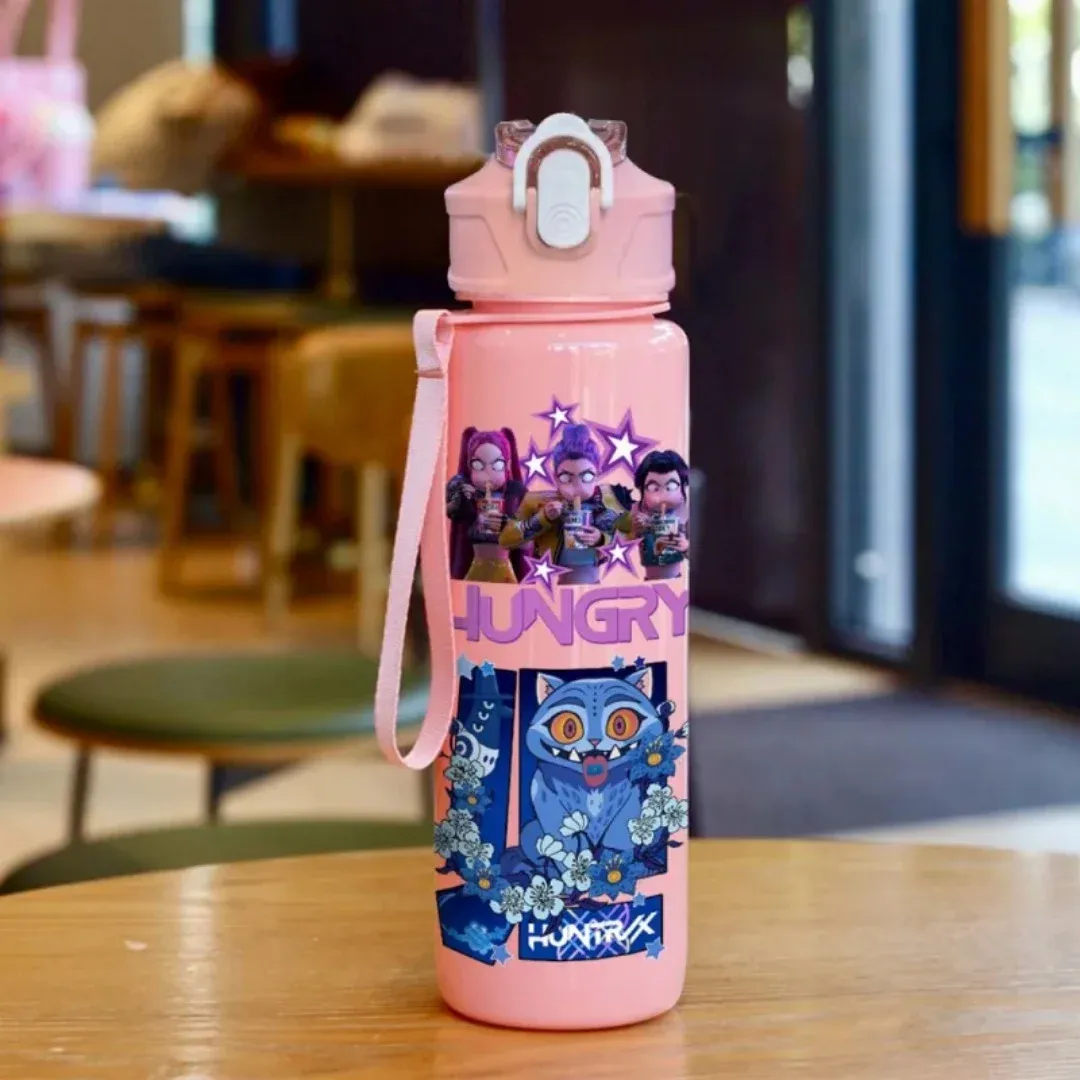 Bouteille d'eau imprimée en 3D pour fille, élégante et durable, portable avec cordon, grande capacité, anti-fuite 10