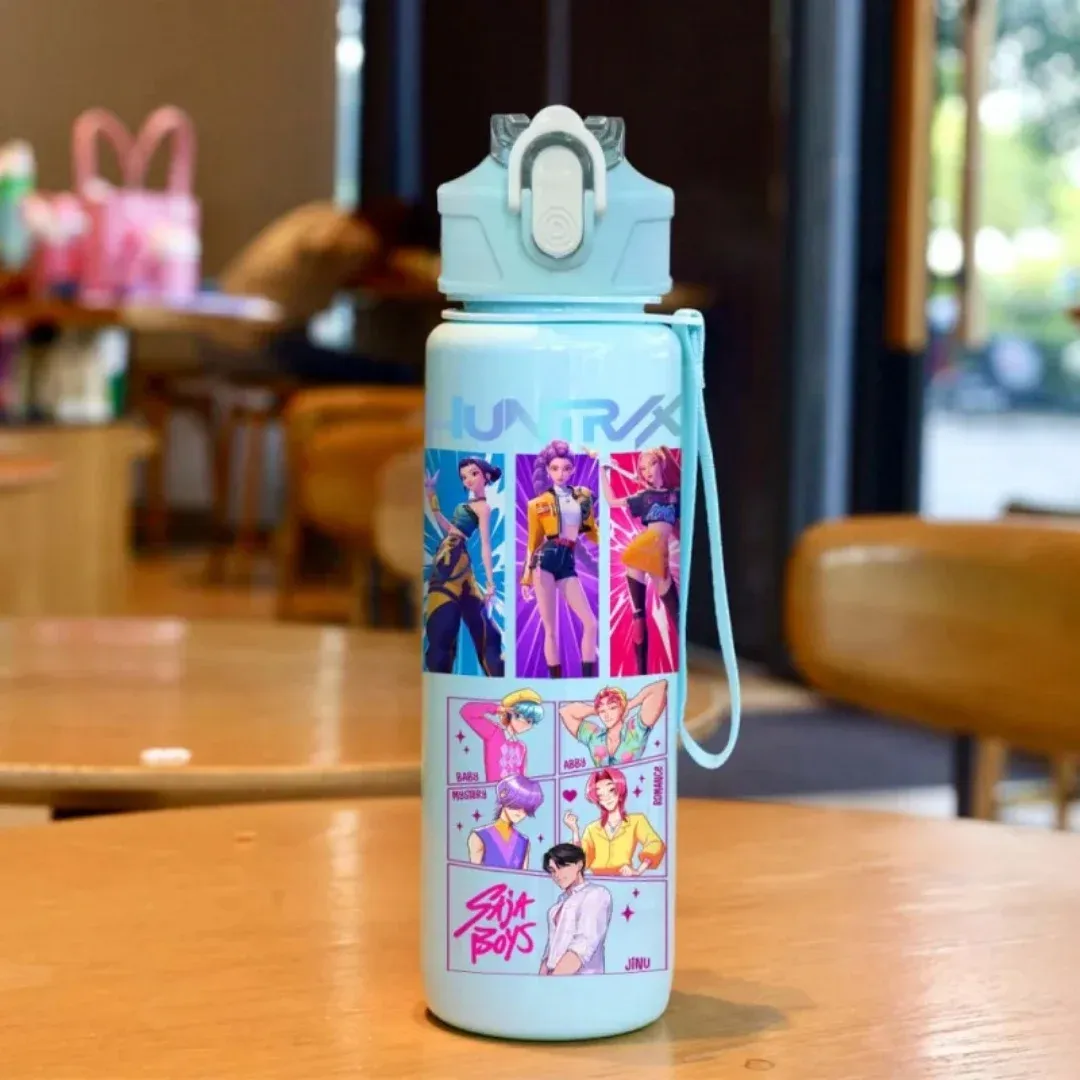 Bouteille d'eau imprimée en 3D pour fille, élégante et durable, portable avec cordon, grande capacité, anti-fuite 7