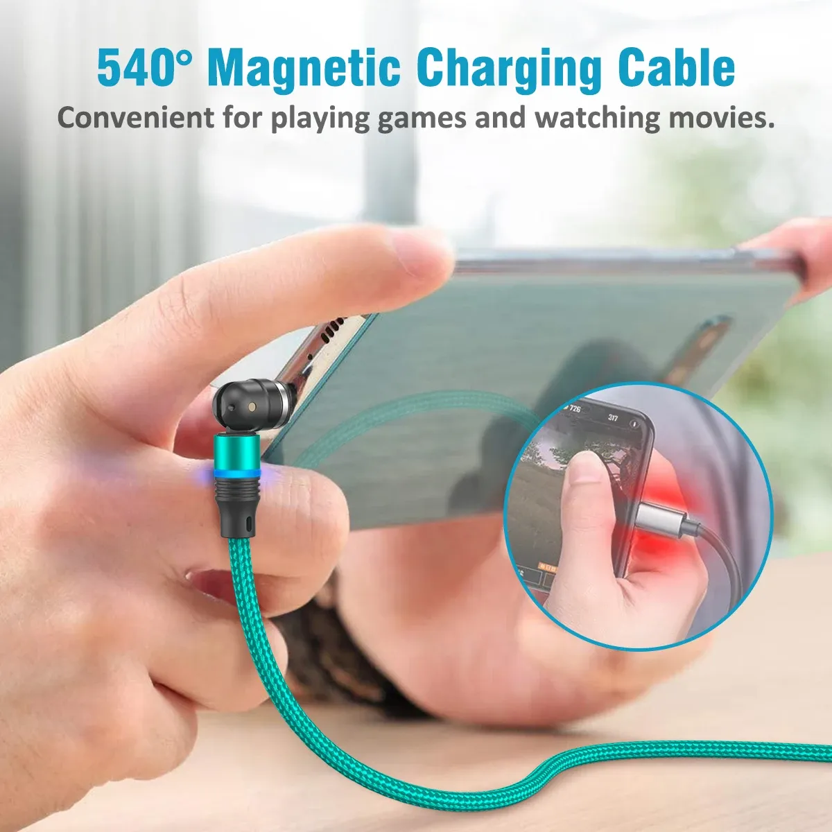 Câble de charge magnétique AUFU avec connecteur Micro USB et Type C, compatible iPhone 11 Pro, XS Max et Xiaomi, rotation à 540 degrés 3