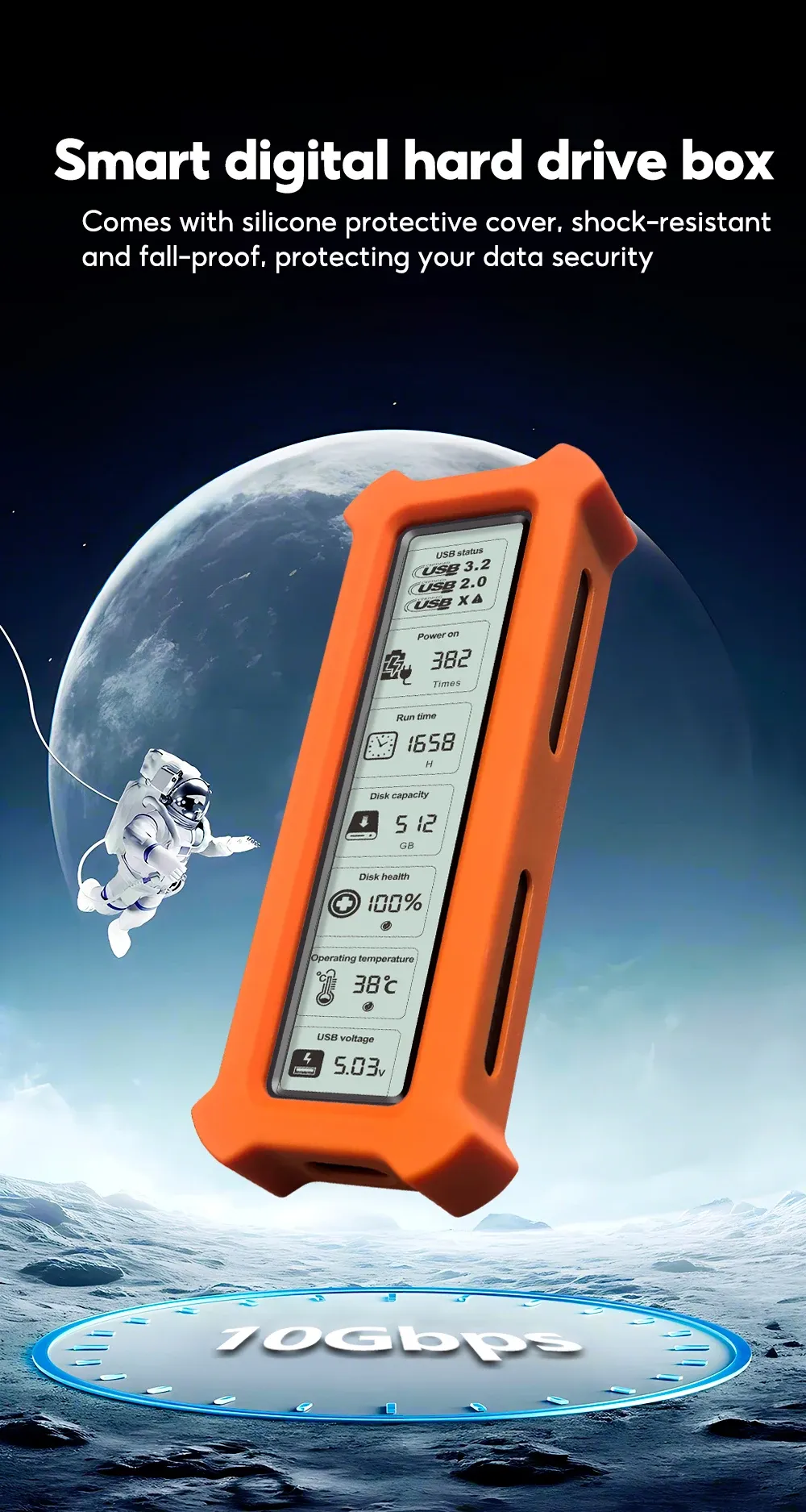 Boîtier SSD M.2 NVMe intelligent à affichage visuel