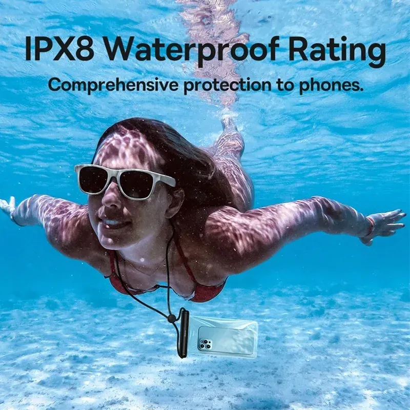 Pochette étanche IPX8 Baseus pour smartphone, compatible iPhone 13 et 12, Samsung et Xiaomi, idéale pour la natation et la plongée 3