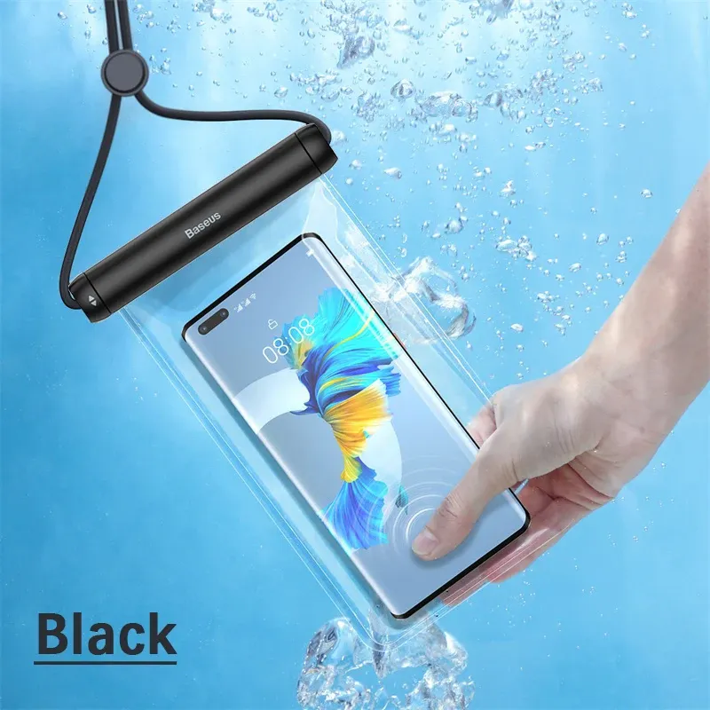 Pochette étanche IPX8 Baseus pour smartphone, compatible iPhone 13 et 12, Samsung et Xiaomi, idéale pour la natation et la plongée 7