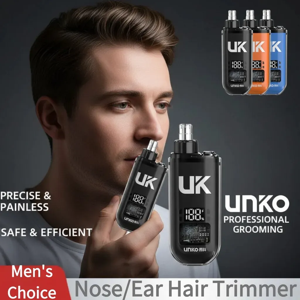 Tondeuse nez et oreilles numérique pour hommes, rechargeable USB, indolore, étanche IPX5, kit de toilettage