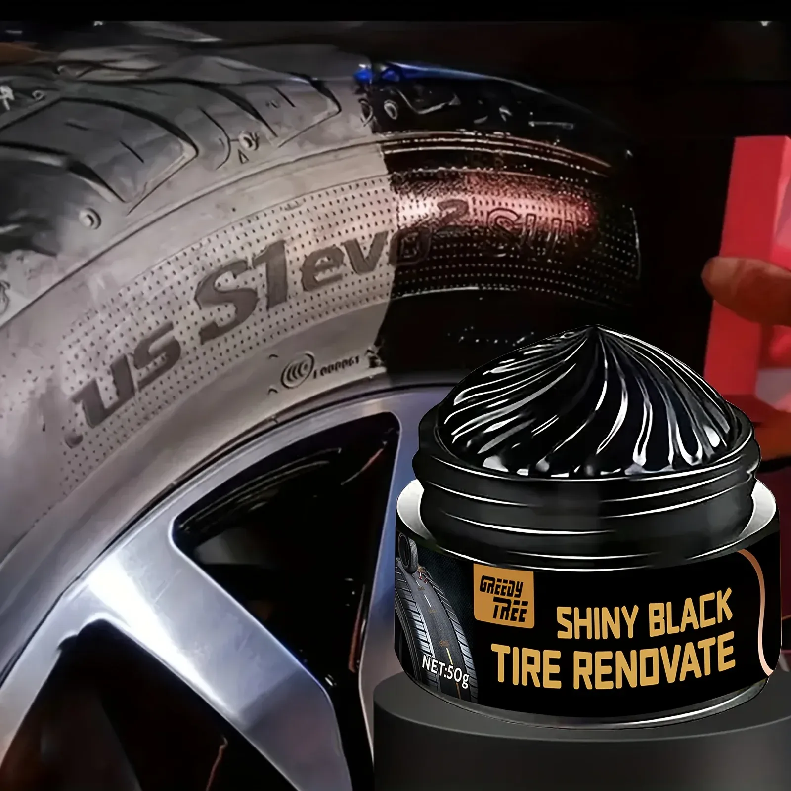 Pâte de réparation pour brillance des pneus et plastiques – Élimine les rayures et l'oxydation, restaure la brillance des pneus et garnitures avec protection UV, prise en 5 minutes