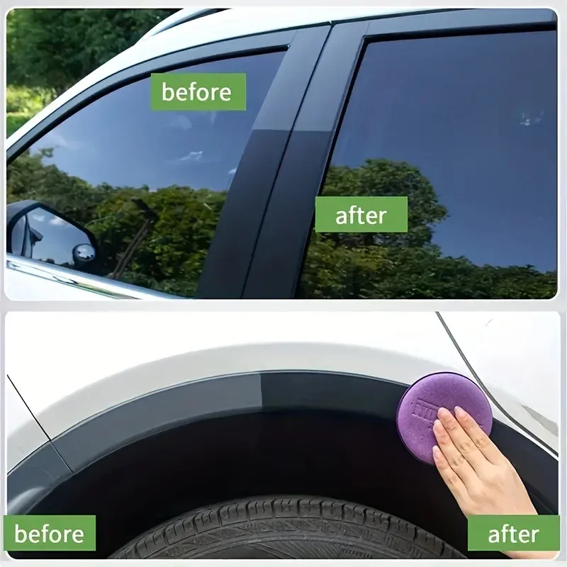 Pâte de réparation pour brillance des pneus et plastiques – Élimine les rayures et l'oxydation, restaure la brillance des pneus et garnitures avec protection UV, prise en 5 minutes 4