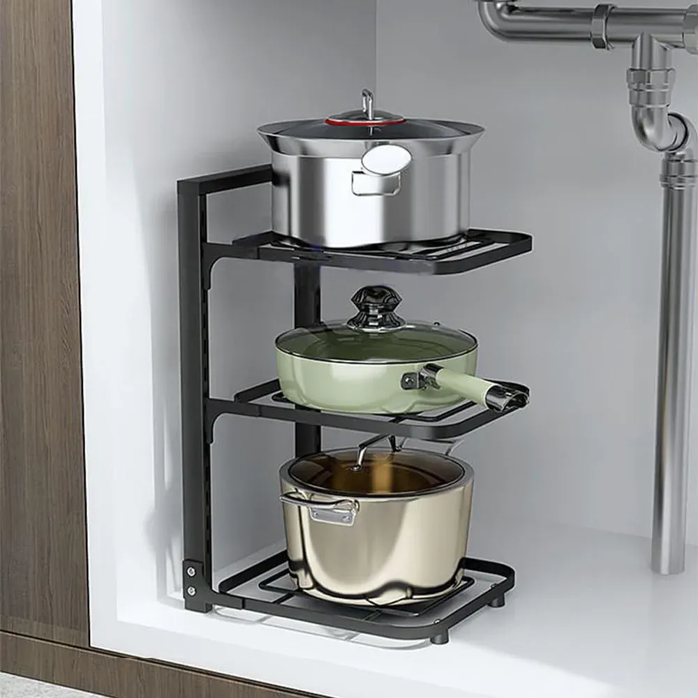 Support de rangement pour casseroles et poêles à installer sous l'armoire, robuste et à hauteur réglable
