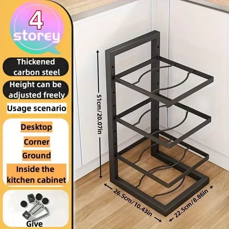 Support de rangement pour casseroles et poêles à installer sous l'armoire, robuste et à hauteur réglable 8