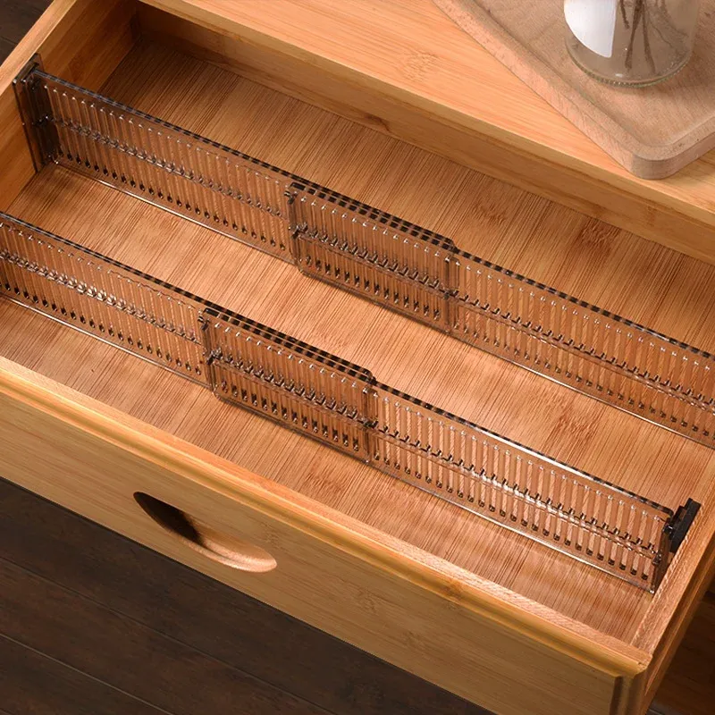 Séparateur de tiroir réglable, lot de 1 paire, cloison de séparation, organisateur de rangement durable pour garde-robe et placard, sans perçage - Image 1