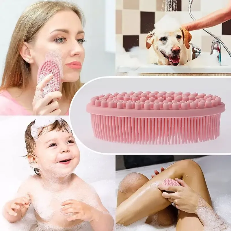 Brosse de bain et de shampoing en silicone, gommage corporel exfoliant pour la douche 4
