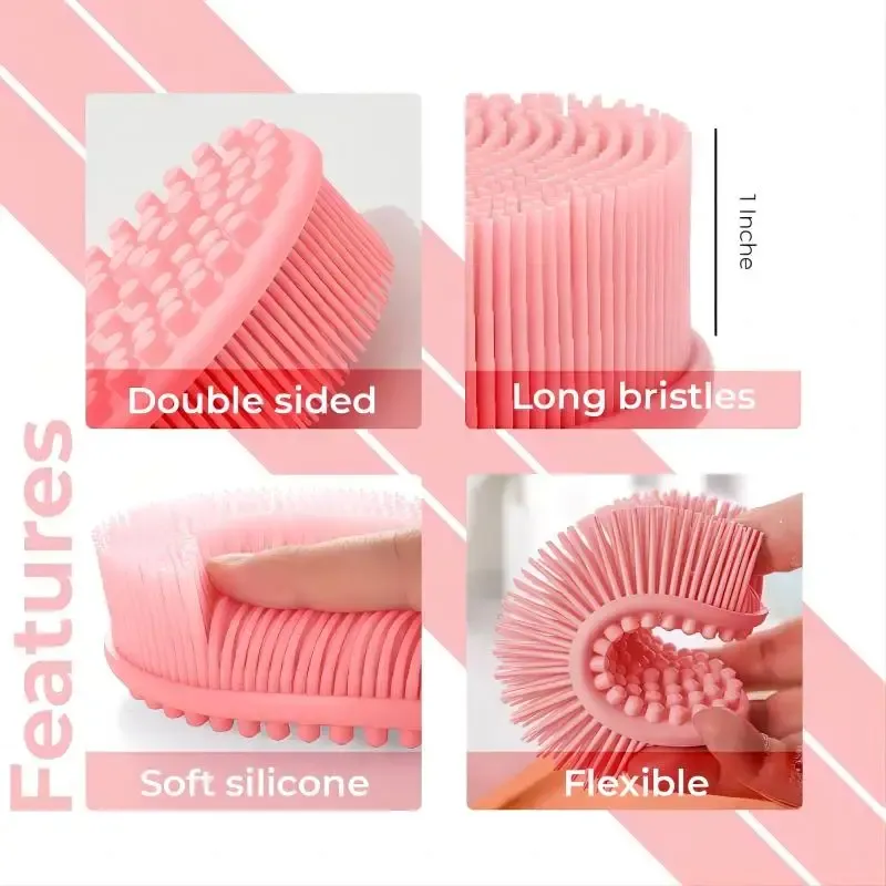 Brosse de bain et de shampoing en silicone, gommage corporel exfoliant pour la douche 5