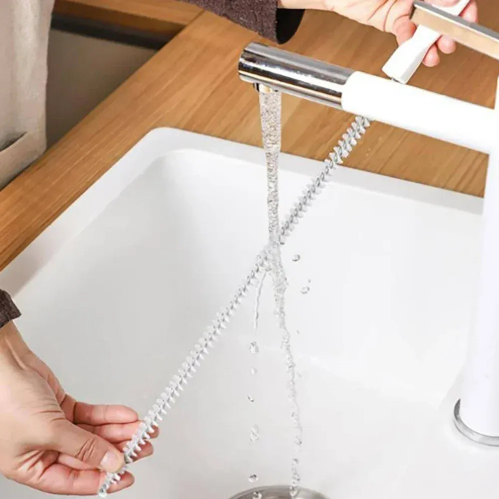 Brosse de nettoyage pliable pour canalisations d'évier et de salle de bains, élimination des poils, 1 pièce 2