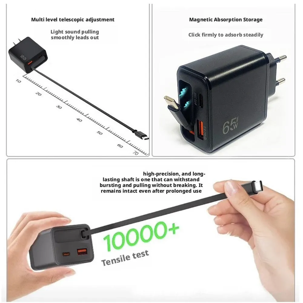 Chargeur GaN 65W, détail du design