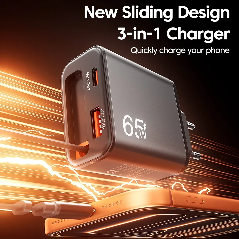 Chargeur GaN 65W, finition et matériaux
