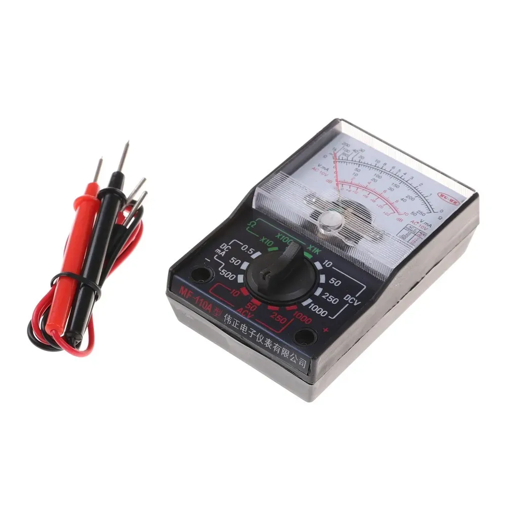 MF-110A Multimètre analogique AC/DC avec sonde de test, 250 V / 1000 V, 250 mA 6