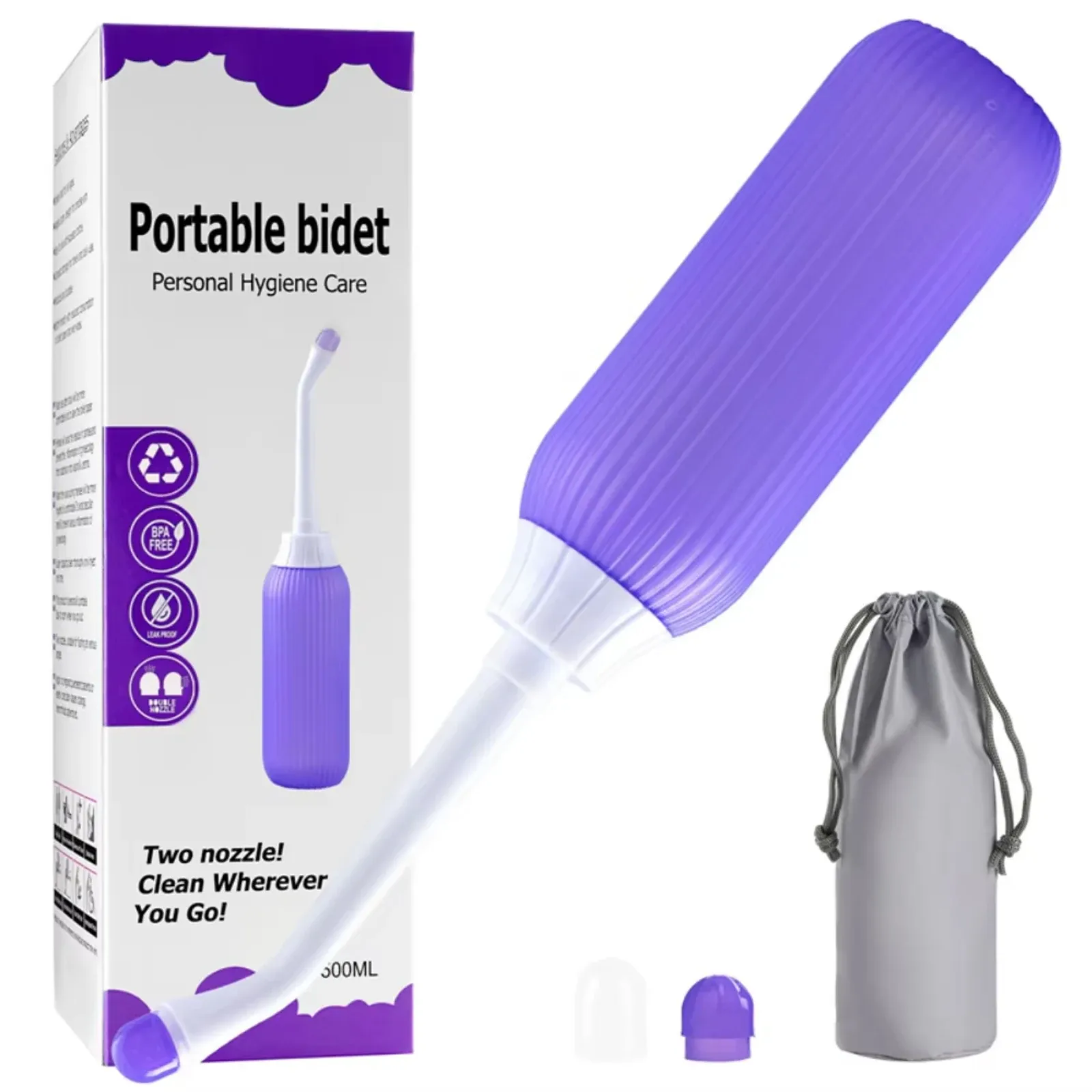 Bidet portable de voyage 500 ml à pulvérisateur manuel, pour soins intimes et post-accouchement 7