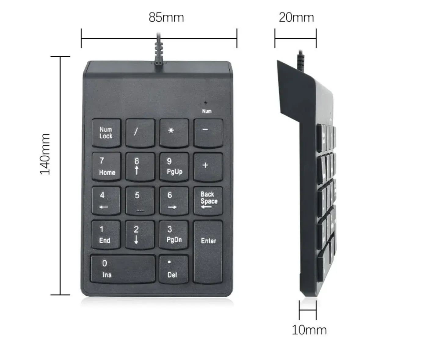 Clavier numérique vue de dessus