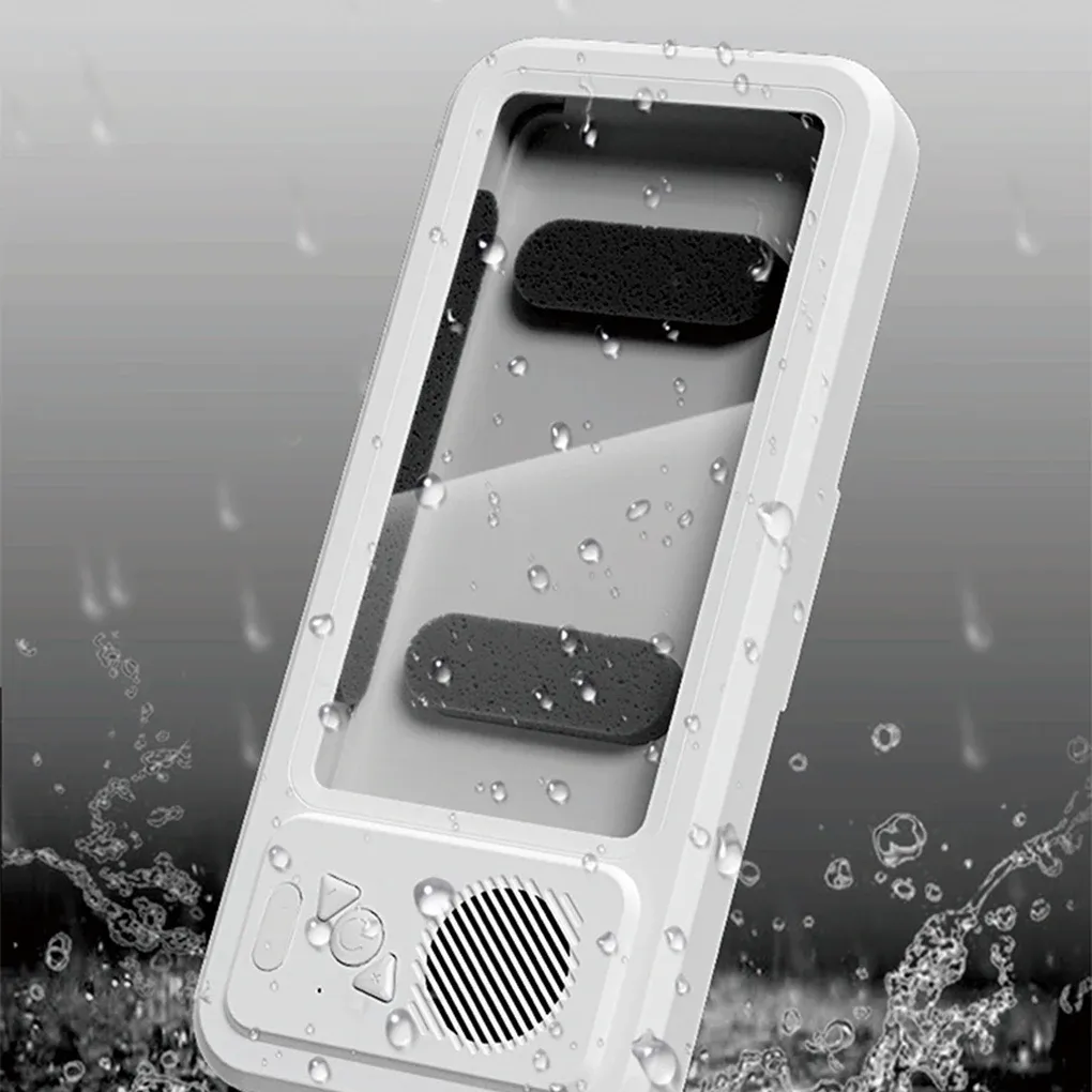 Support étanche pour téléphone avec haut-parleur Bluetooth pour salle de bain, rotation à 360° et écran tactile 4