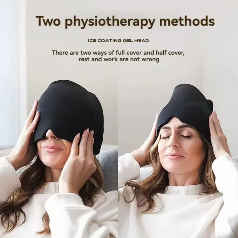 Chapeau de soulagement de la migraine à thérapie chaud/froid, masque oculaire et bonnet de gel pour soulager les maux de tête et la pression 2