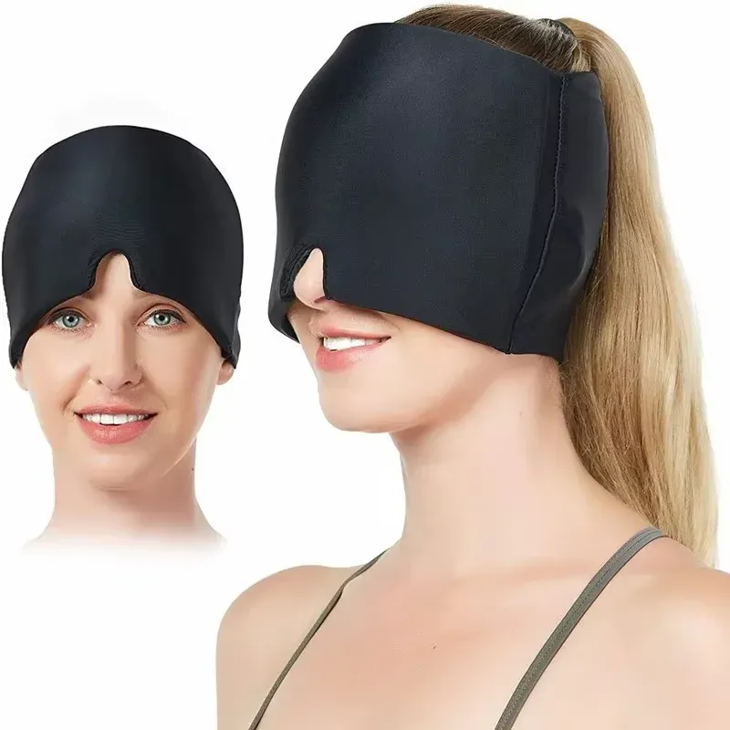 Chapeau de soulagement de la migraine à thérapie chaud/froid, masque oculaire et bonnet de gel pour soulager les maux de tête et la pression 5