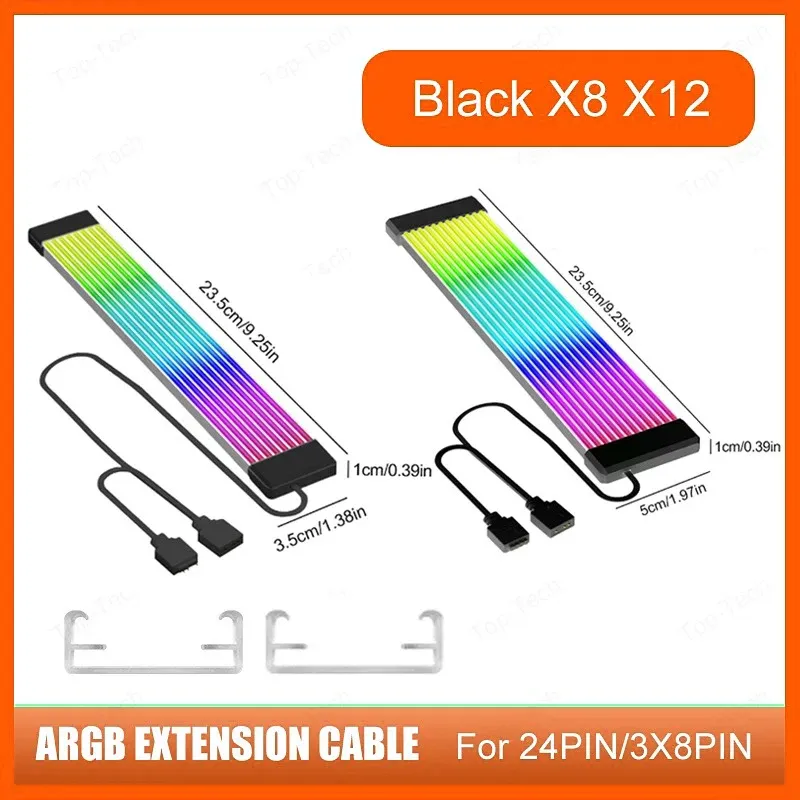 Bande lumineuse RVB pour PC avec câble d'extension ARGB 5 V à 3 broches, compatible PSU et GPU (6, 8, 12, 16 et 24 broches) 11