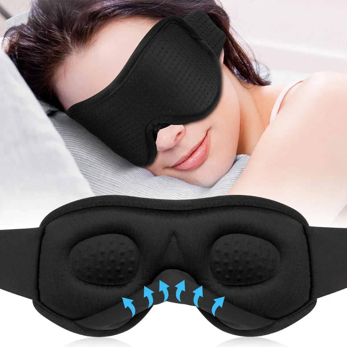 Masque de sommeil 3D occultant pour les yeux, doux et respirant, idéal pour le voyage 2