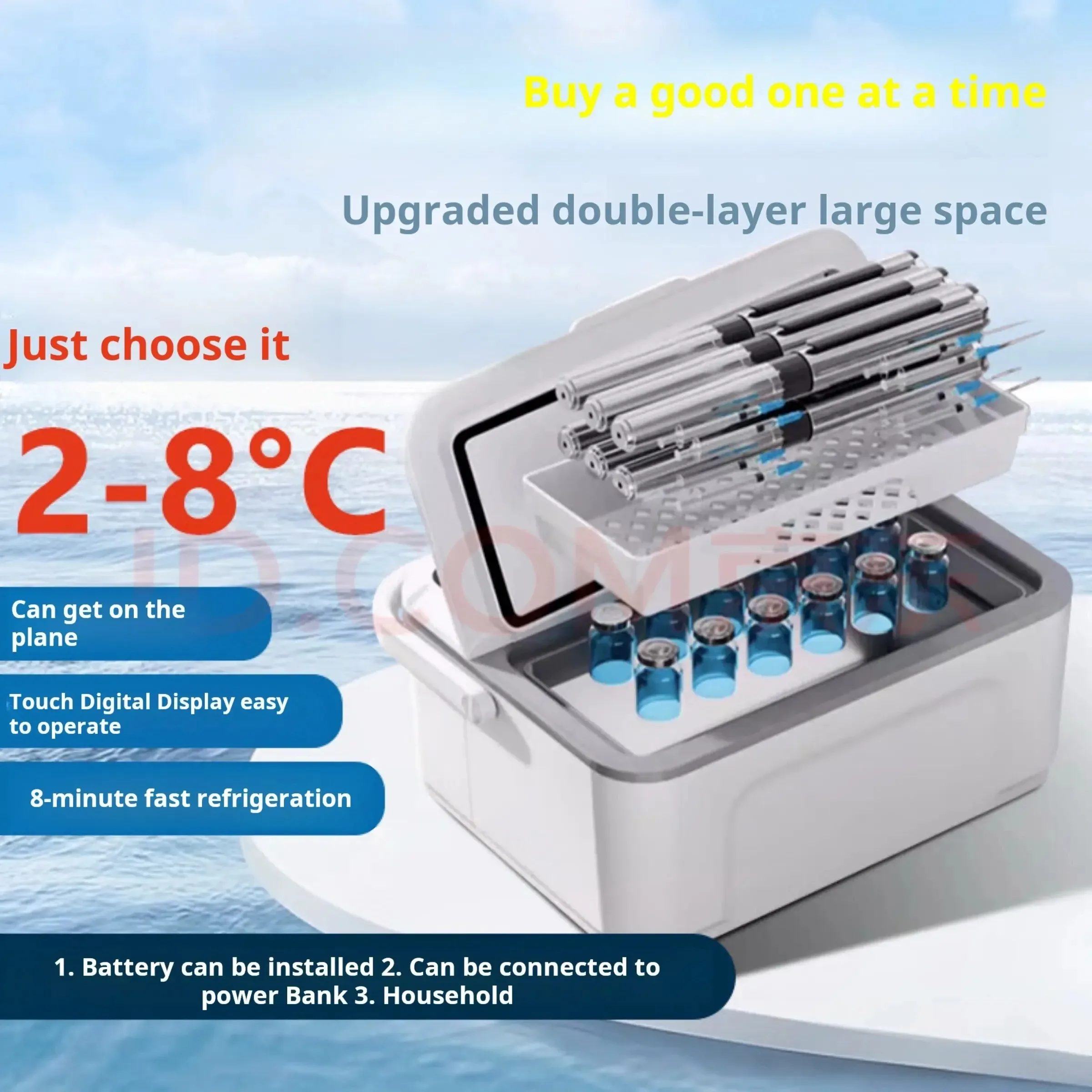 Réfrigérateur à insuline portable à double compartiment avec écran LED, pour voiture - Image 1