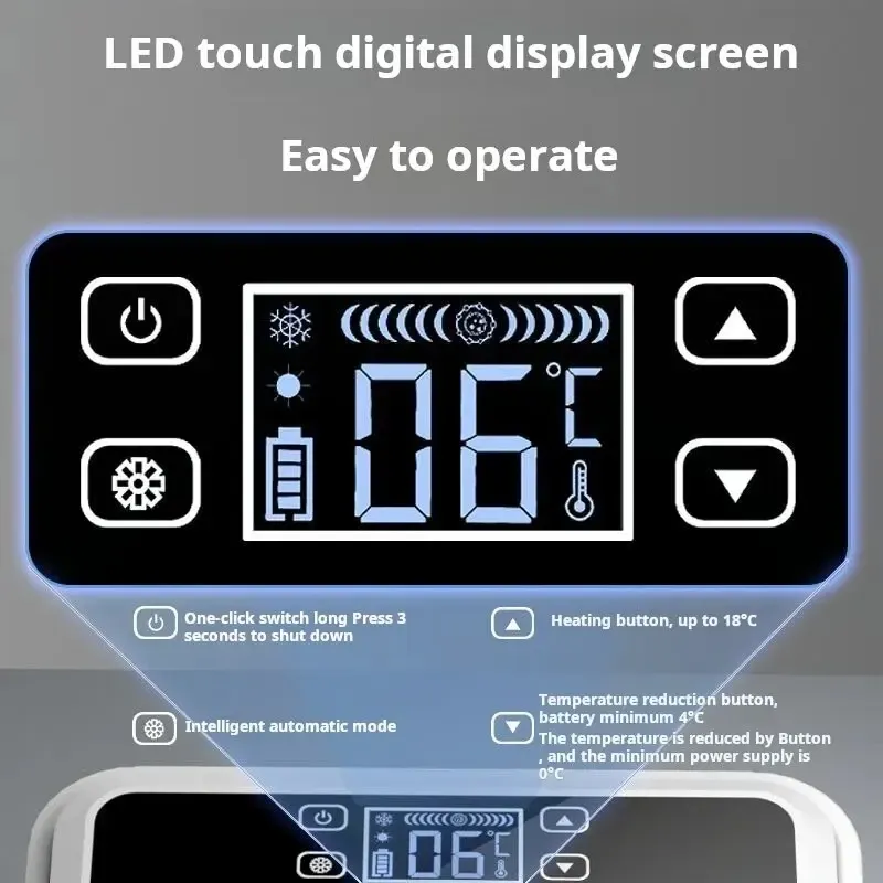 Réfrigérateur à insuline portable à double compartiment avec écran LED, pour voiture 3